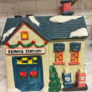 Charming Holiday Service Station Christmas Decor Village